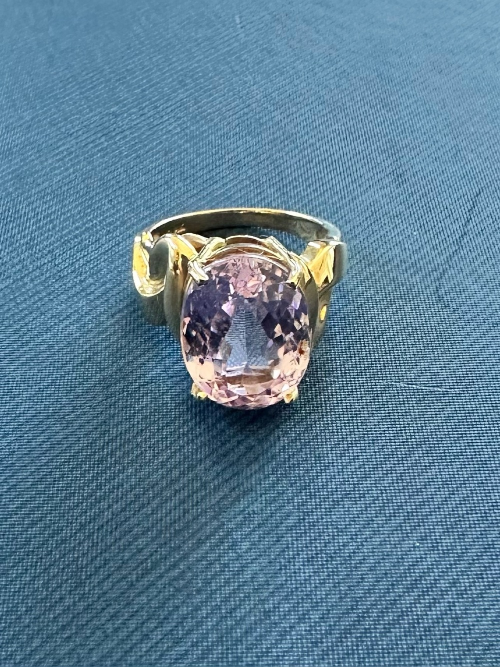 Vintage 14K Yellow Gold Pastel Solitaire Statement Ring
